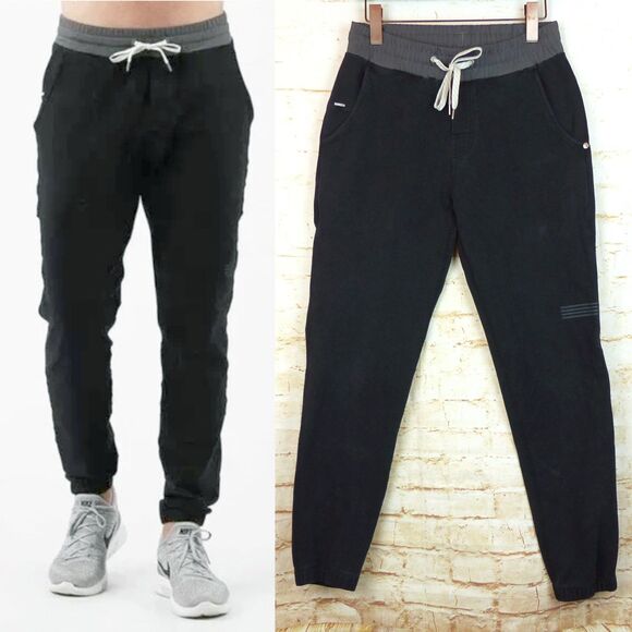 Vuori Joggers Mens S 26x28 Black Balboa Sweatpants Drawstring Performance V406 - Picture 1 of 15